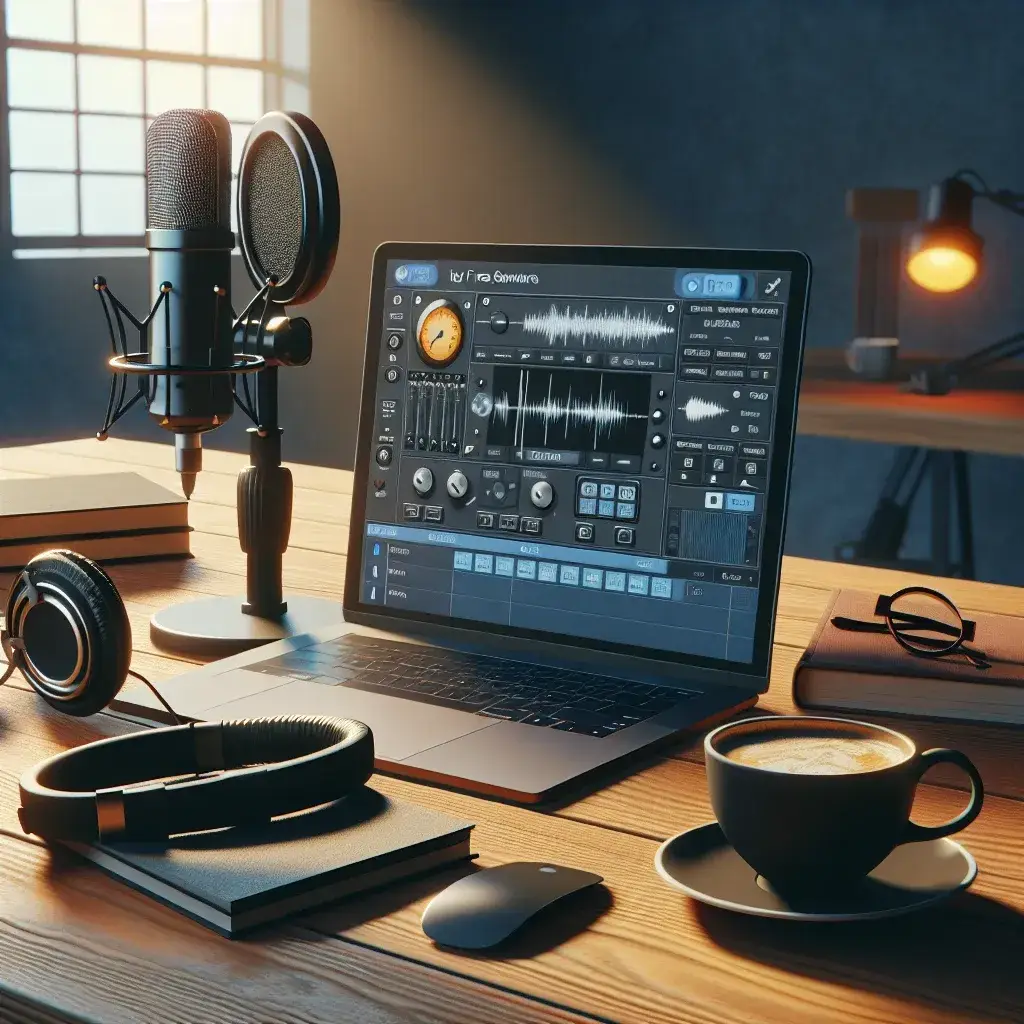 "Captura de tela do software gratuito de gravação de podcasts, mostrando ferramentas de edição e controle de áudio, ideal para criar podcasts com qualidade profissional."